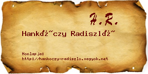 Hankóczy Radiszló névjegykártya